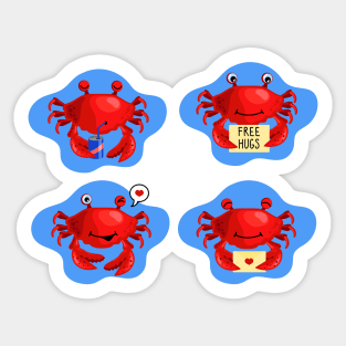 Crab Watercolor Hand Drawn Sticker